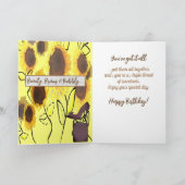 アフリカ系アメリカ人女性ここにヒマワリ誕生日 サンキューカード (内部)