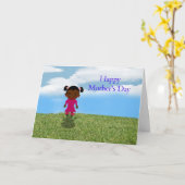 アフリカ系アメリカ人女性とのお母さんの日 カード (黄色い花)