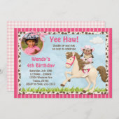 アフリカ系アメリカ人女性のカーボーイの馬の誕生日パーティー 招待状 (正面/裏面)