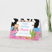 アフリカ系アメリカ人女性のカーボーイウェスタン誕生日パーティー カード (正面)