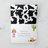 アフリカ系アメリカ人女性のカーボーイウェスタン誕生日パーティー サンキューカード (内部)
