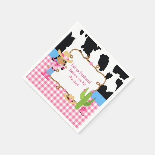 アフリカ系アメリカ人女性のカーボーイウェスタン誕生日パーティー スタンダードカクテルナプキン (角)