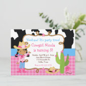 アフリカ系アメリカ人女性のカーボーイウェスタン誕生日パーティー 招待状 (スタンド正面)