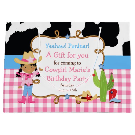 アフリカ系アメリカ人女性のカーボーイウェスタン ラージペーパーバッグ (正面)