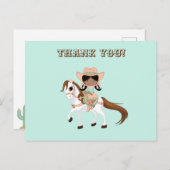 アフリカ系アメリカ人女性のカーボーイオンホースガールズサンキュー ポストカード (正面/裏面)