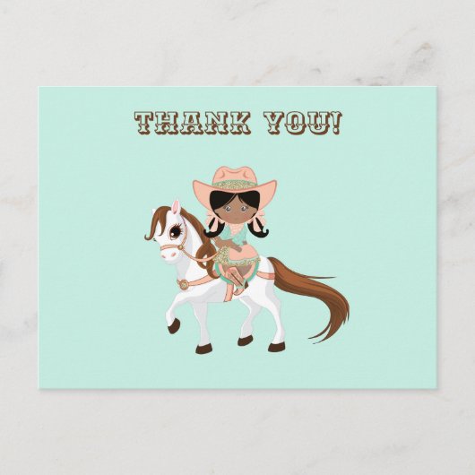 アフリカ系アメリカ人女性のカーボーイオンホースガールズサンキュー ポストカード (正面)