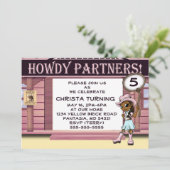 アフリカ系アメリカ人女性のカーボーイ誕生会 招待状 (スタンド正面)