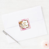 アフリカ系アメリカ人女性のカーボーイ誕生日パーティーラベル スクエアシール (封筒)