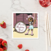 アフリカ系アメリカ人女性のカーボーイ誕生日 スタンダードカクテルナプキン (インサイチュ)