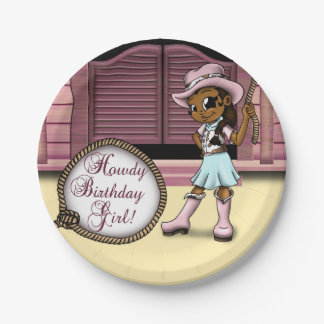 アフリカ系アメリカ人女性のカーボーイ誕生日 ペーパープレート