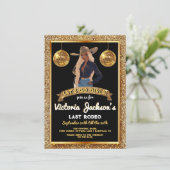 アフリカ系アメリカ人女性のカーボーイ金ゴールドグリッターラストロデオ 招待状 (スタンド正面)