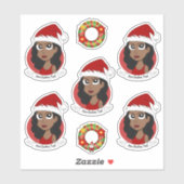 アフリカ系アメリカ人女性のクリスマス漫画 シール (シート)