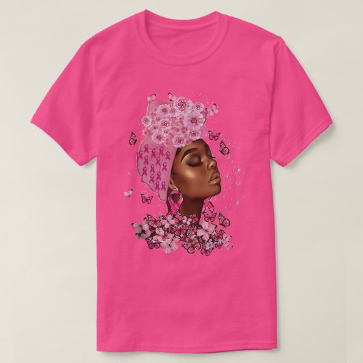 アフリカ系アメリカ人女性の乳がんプレゼント Tシャツ (デザイン正面)