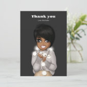 アフリカ系アメリカ人女性の新年/クリスマス サンキューカード (スタンド正面)