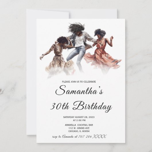 アフリカ系アメリカ人女性の誕生日招待状 招待状 (正面)