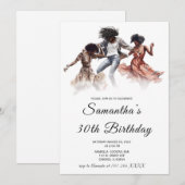 アフリカ系アメリカ人女性の誕生日招待状 招待状 (正面/裏面)