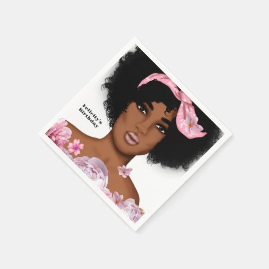 アフリカ系アメリカ人女性の誕生日 スタンダードカクテルナプキン (角)