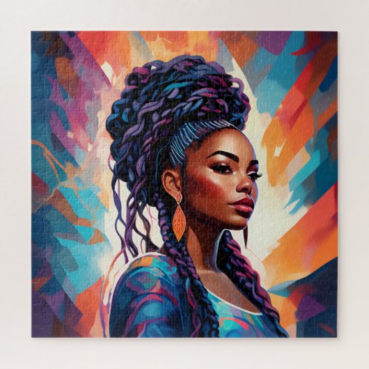 アフリカ系アメリカ人女性の髪を冠に ジグソーパズル (縦)