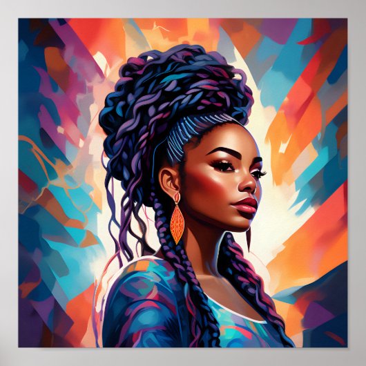 アフリカ系アメリカ人女性の髪を冠に ポスター (正面)