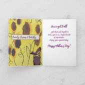 アフリカ系アメリカ人女性ひまわり母の日のカード サンキューカード (内部)