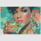 アフリカ系アメリカ人女性グリーンマルティニ・デコペ 薄葉紙 (正面)