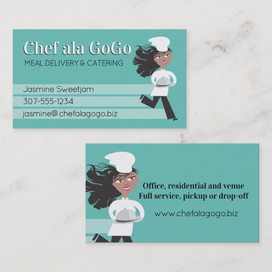 アフリカ系アメリカ人女性シェフの食事配達ケータリング 名刺 (正面/裏面)
