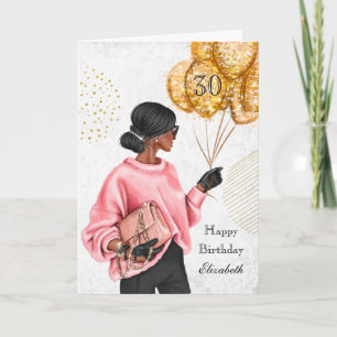 アフリカ系アメリカ人女性バルーン誕生日 シーズンカード
