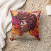 アフリカ系アメリカ人女性ブラッククイーンメラニンポピン クッション (ブランケット)