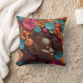 アフリカ系アメリカ人女性ブラッククイーンメラニンポピン クッション (ブランケット)