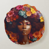 アフリカ系アメリカ人女性ブラッククイーンメラニンポピン ラウンドクッション (裏面)