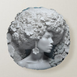 アフリカ系アメリカ人女性ブラッククイーンメラニンポピン ラウンドクッション