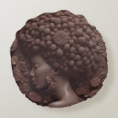 アフリカ系アメリカ人女性ブラッククイーンメラニンポピン ラウンドクッション (裏面)