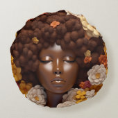 アフリカ系アメリカ人女性ブラッククイーンメラニンポピン ラウンドクッション (裏面)