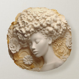 アフリカ系アメリカ人女性ブラッククイーンメラニンポピン ラウンドクッション