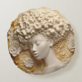 アフリカ系アメリカ人女性ブラッククイーンメラニンポピン ラウンドクッション (裏面)