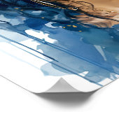 アフリカ系アメリカ人女性ブルーとイエロー絵画ズ ポスター (角)