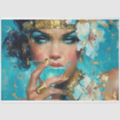 アフリカ系アメリカ人女性ブルーカクテルデコページ 薄葉紙 (正面)