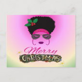 アフリカ系アメリカ人女性メリークリスマス シーズンポストカード (正面)