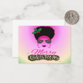 アフリカ系アメリカ人女性メリークリスマス ノートカード (正面/裏面インサイチュ)