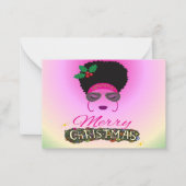 アフリカ系アメリカ人女性メリークリスマス ノートカード (正面)