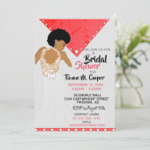 アフリカ系アメリカ人女性レッドブライダルシャワー 招待状 (スタンド正面)