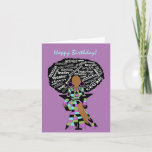 アフリカ系アメリカ人女性ワードアート誕生日カード カード<br><div class="desc">この美しいカードはアフリカ系アメリカ人の女性で、アフロアートとカラフルのドレスを備えている。 あなたの言いたかった表現ことだけの誕生日カードを送りなさい。</div>