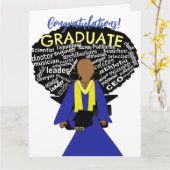 アフリカ系アメリカ人女性卒業者カード カード (黄色い花)