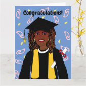 アフリカ系アメリカ人女性卒業者カード カード (黄色い花)
