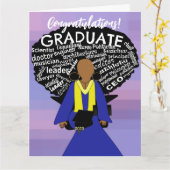 アフリカ系アメリカ人女性卒業者カード カード (黄色い花)