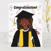 アフリカ系アメリカ人女性卒業者 カード (黄色い花)