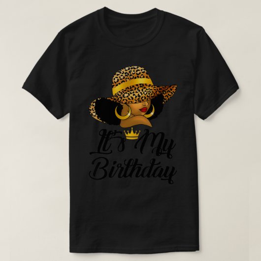 アフリカ系アメリカ人女性少女その私の誕生日ブラック Tシャツ (デザイン正面)