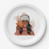 アフリカ系アメリカ人女性感謝祭 ペーパープレート (正面)