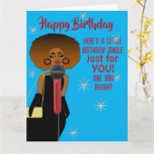 アフリカ系アメリカ人女性歌声ギター誕生日 カード (黄色い花)