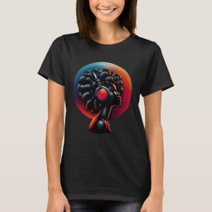 アフリカ系アメリカ人女性用ビニール70年代80年代ファンクAfro Dis Tシャツ